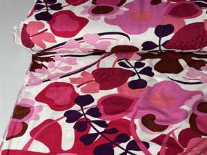 Viscosejersey - blomstret i pink toner